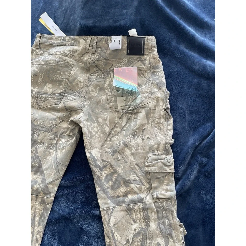 NWT Smoke Rise Cargo Pants Mens 38/34 Sand Camo Straight Stacked Fit - 6 Pockets